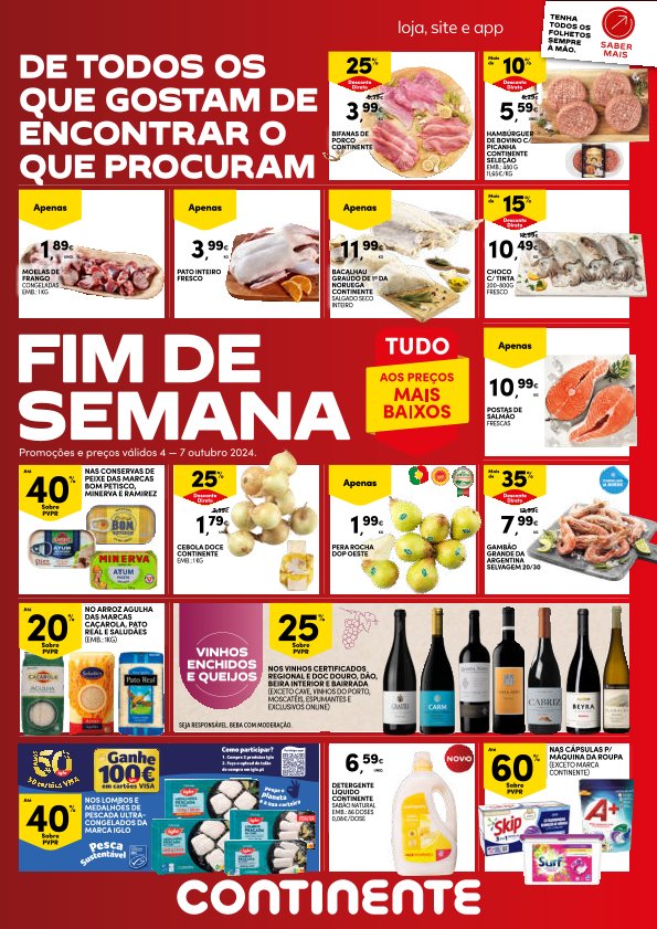 Antevisão Folhetos Continente Fim de Semana 4 Outubro a 7 Outubro