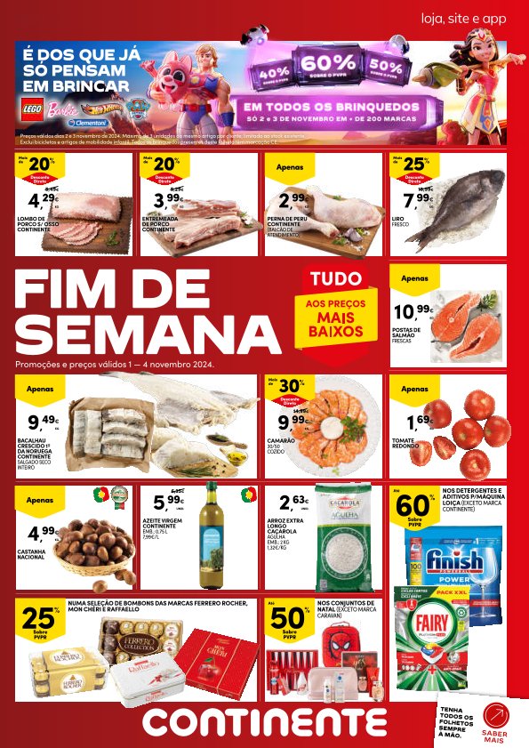 Antevisão Folhetos Continente 1 Novembro a 4 Novembro Fim de Semana