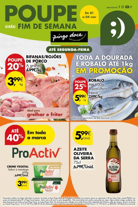 Antevisão Folhetos Pingo Doce 1 Novembro a 4 Novembro Fim de Semana