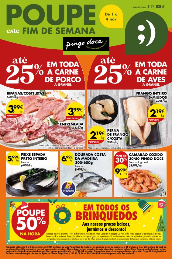 Antevisão Folhetos Pingo Doce 1 Novembro a 4 Novembro Fim de Semana