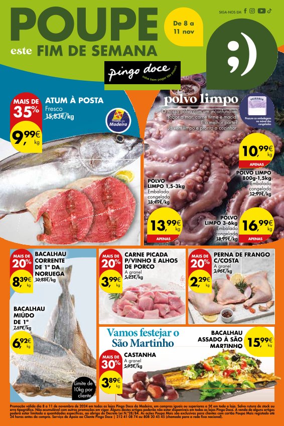 Antevisão Folhetos Pingo Doce 8 Novembro a 11 Novembro Fim de Semana Madeira